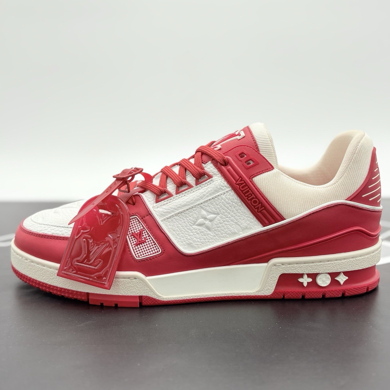 Size 9 LV (10-10.5 US) Louis Vuitton Trainer  ' Red White ' | EXCELLENT COND!
