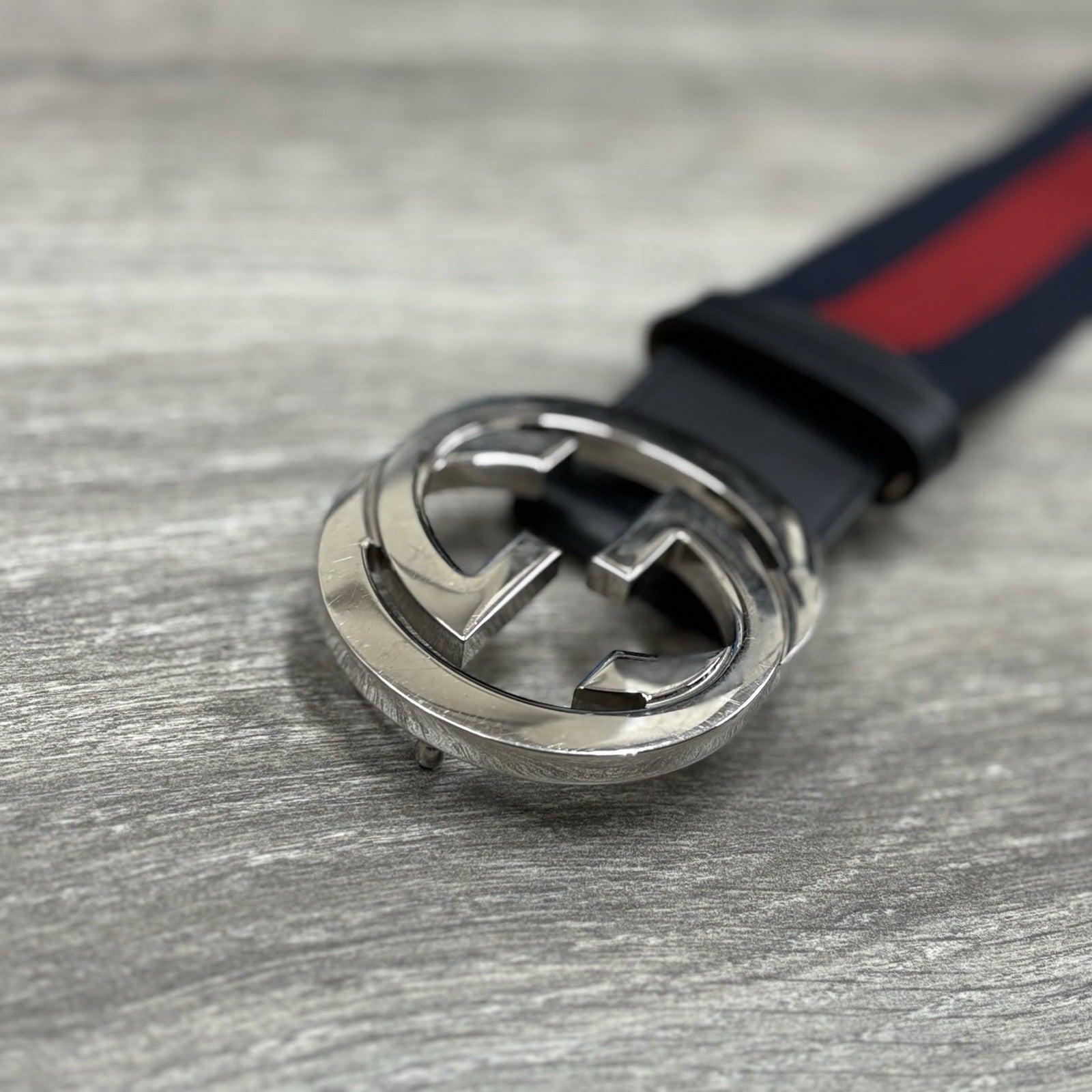 Gucci GG Buckle Web Belt ' Blue Red '