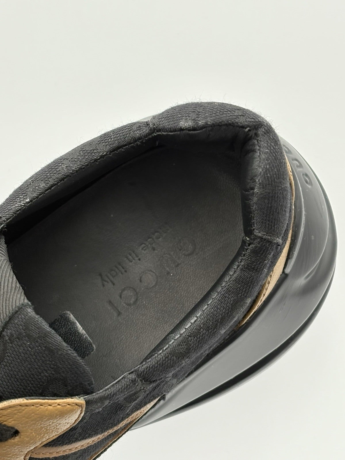 Size 12 G (12.5 US) Gucci Rhyton GG Supreme ' Black Khaki Beige ' | GREAT COND!