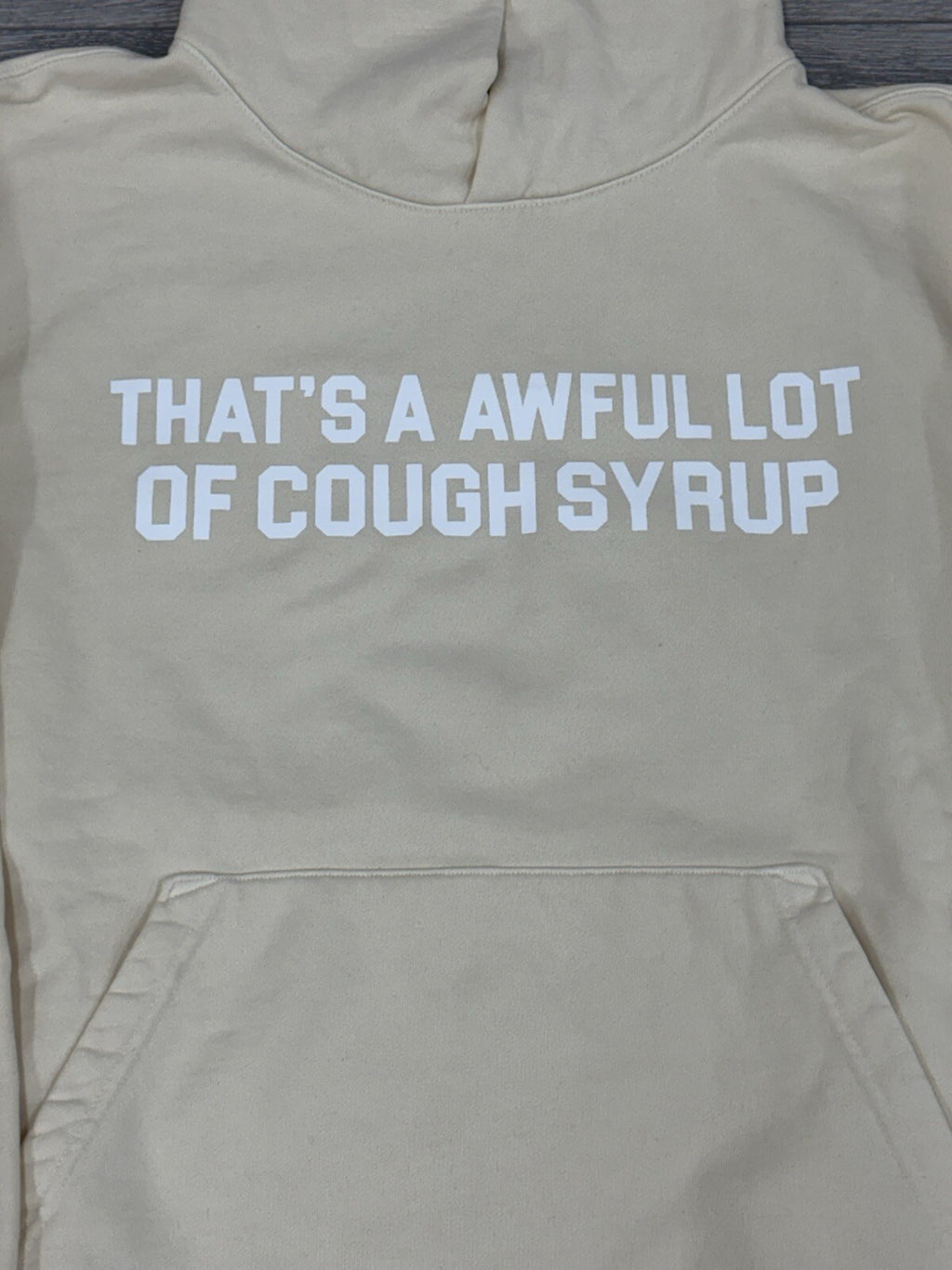 Size XL - Awful Lot Of Cough Syrup Hoodie ‘ Beige ‘ | BRAND NEW!