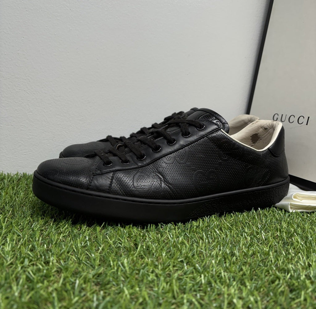 Size 9.5 G (10 US) - Gucci Ace GG ' Black ' | GOOD CONDITION!