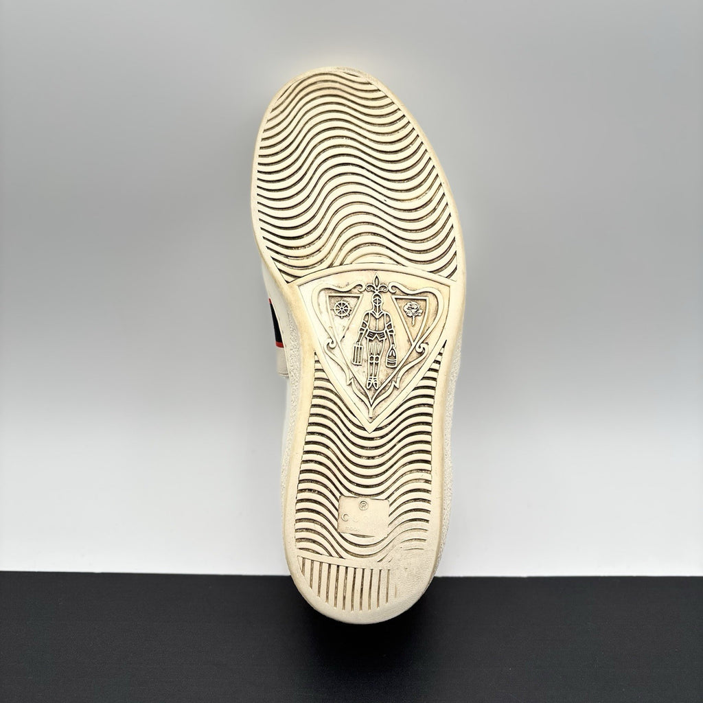 Size 9 G (9.5 US) - Gucci Ace Leather  With Strap ' White '