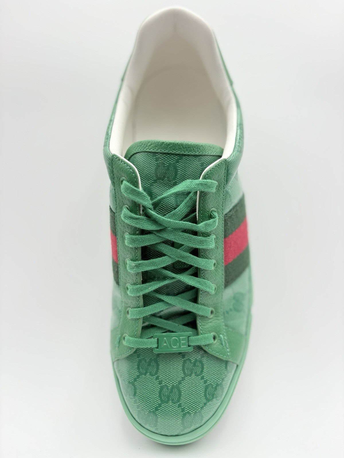 Size 10.5 G (11 US) - Gucci Ace GG Crystal Canvas ' Green ' | SUPER CLEAN!
