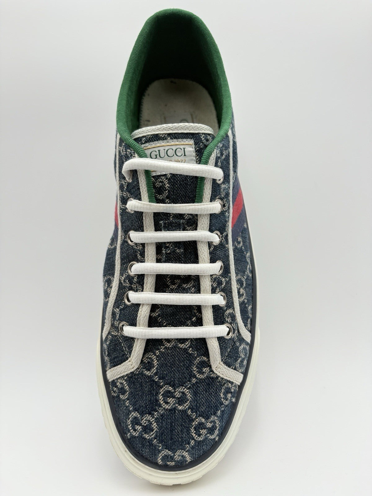 Size 11 G (11.5 US) - Gucci Tennis 1977 Denim GG Print Sneaker | GREAT CONDITION