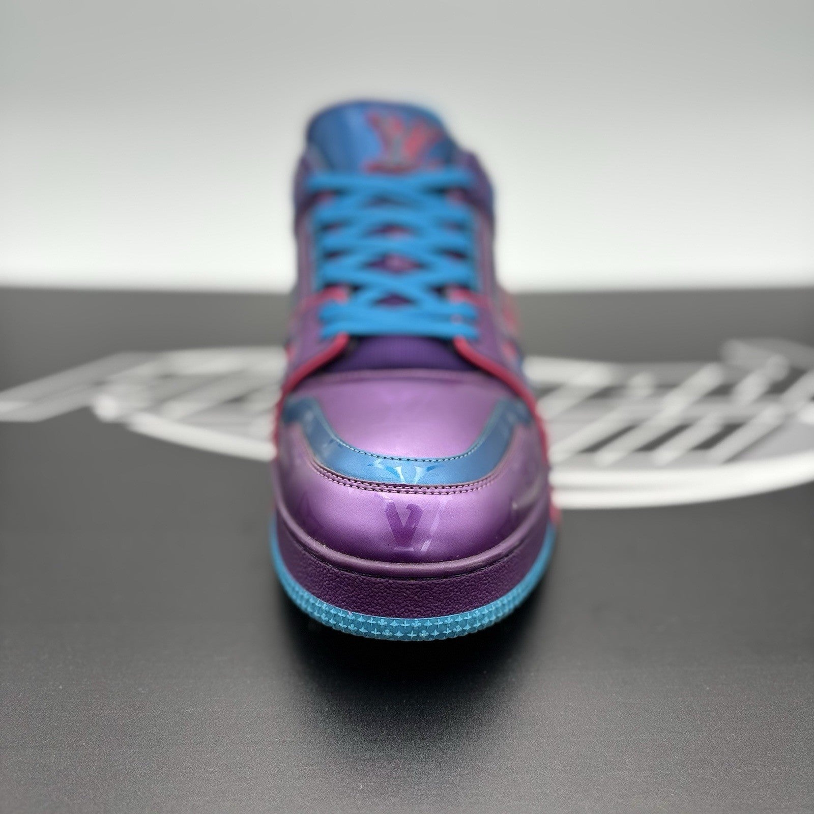 Size 11 LV (12-12.5 US) Louis Vuitton Trainer 'Purple Teal Metallic' GREAT COND!