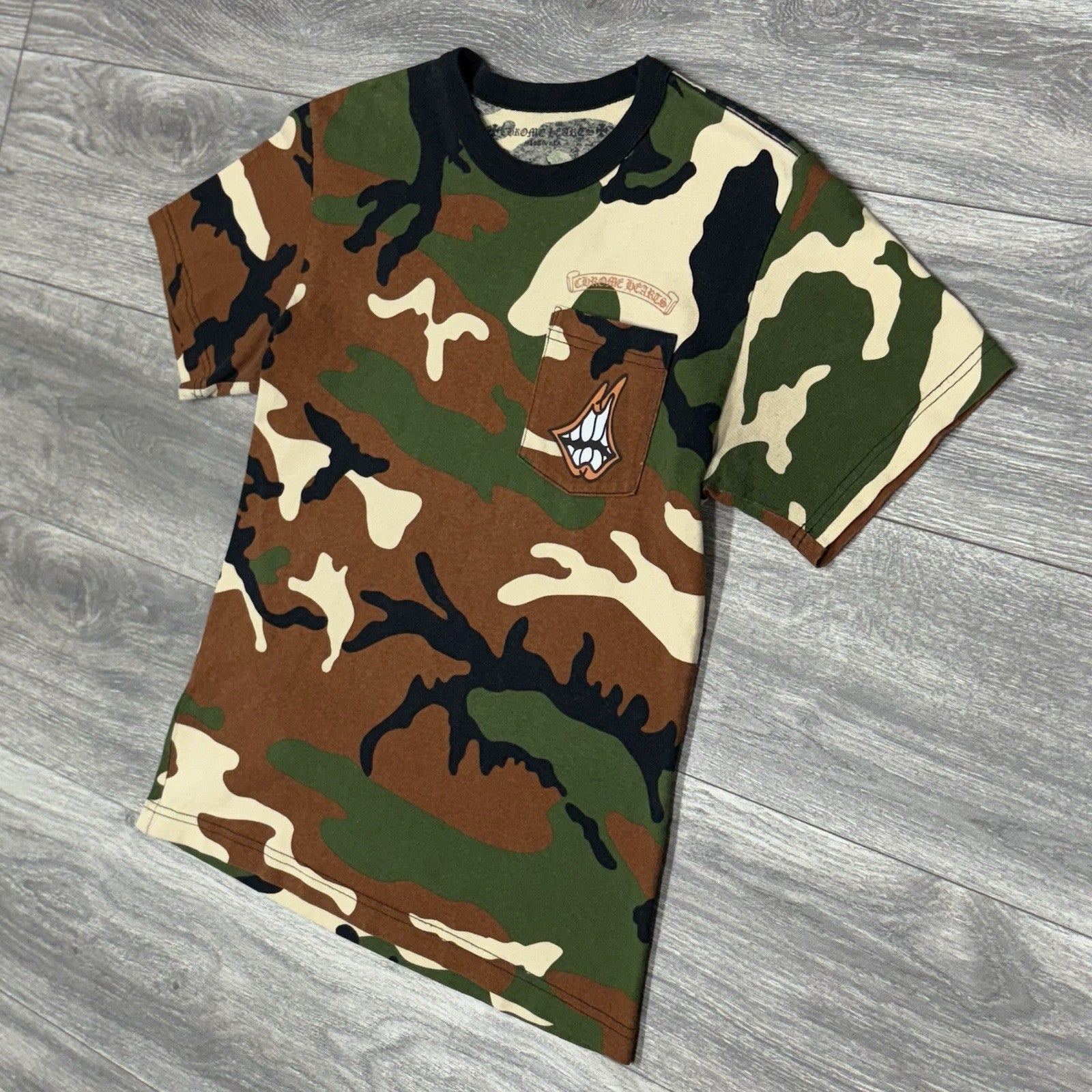 Size Small - Chrome Hearts Matty Boy Caution Short Sleeve T-Shirt ' Camo '