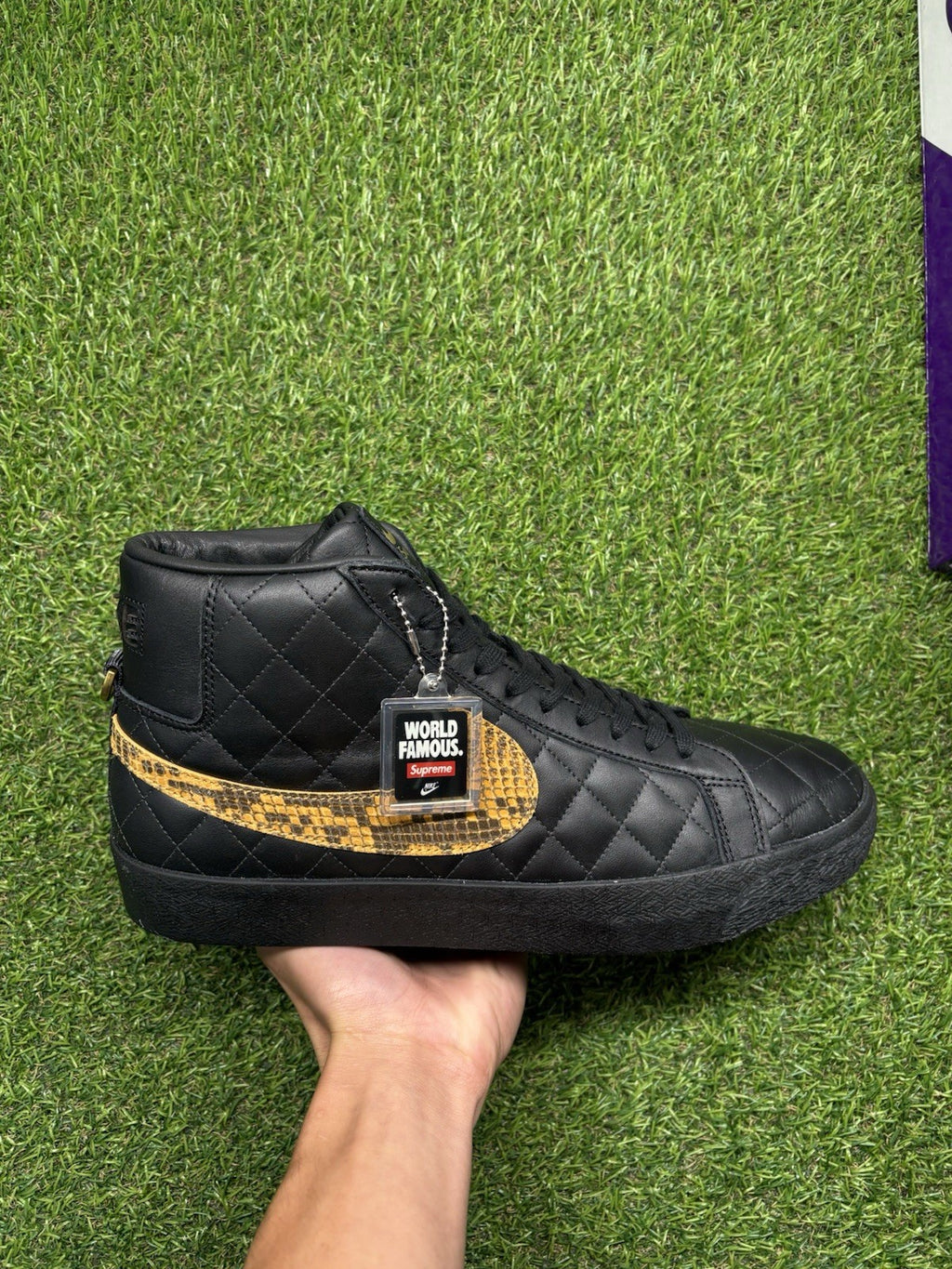 Size 11 - Nike Supreme x Zoom Blazer QS SB Mid Black Snakeskin | NEW!