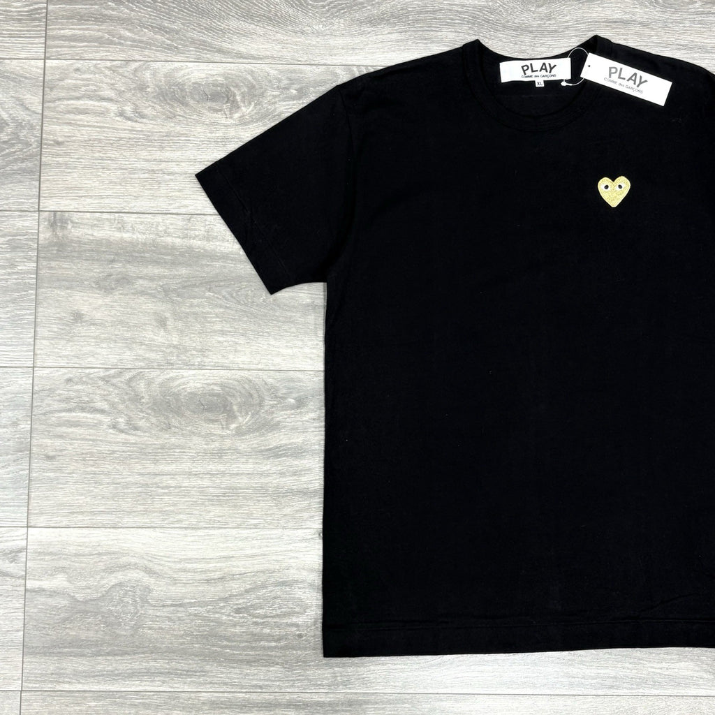 Size XL - Comme Des Garçons Play T Shirt ' Black Gold ' | NEW!