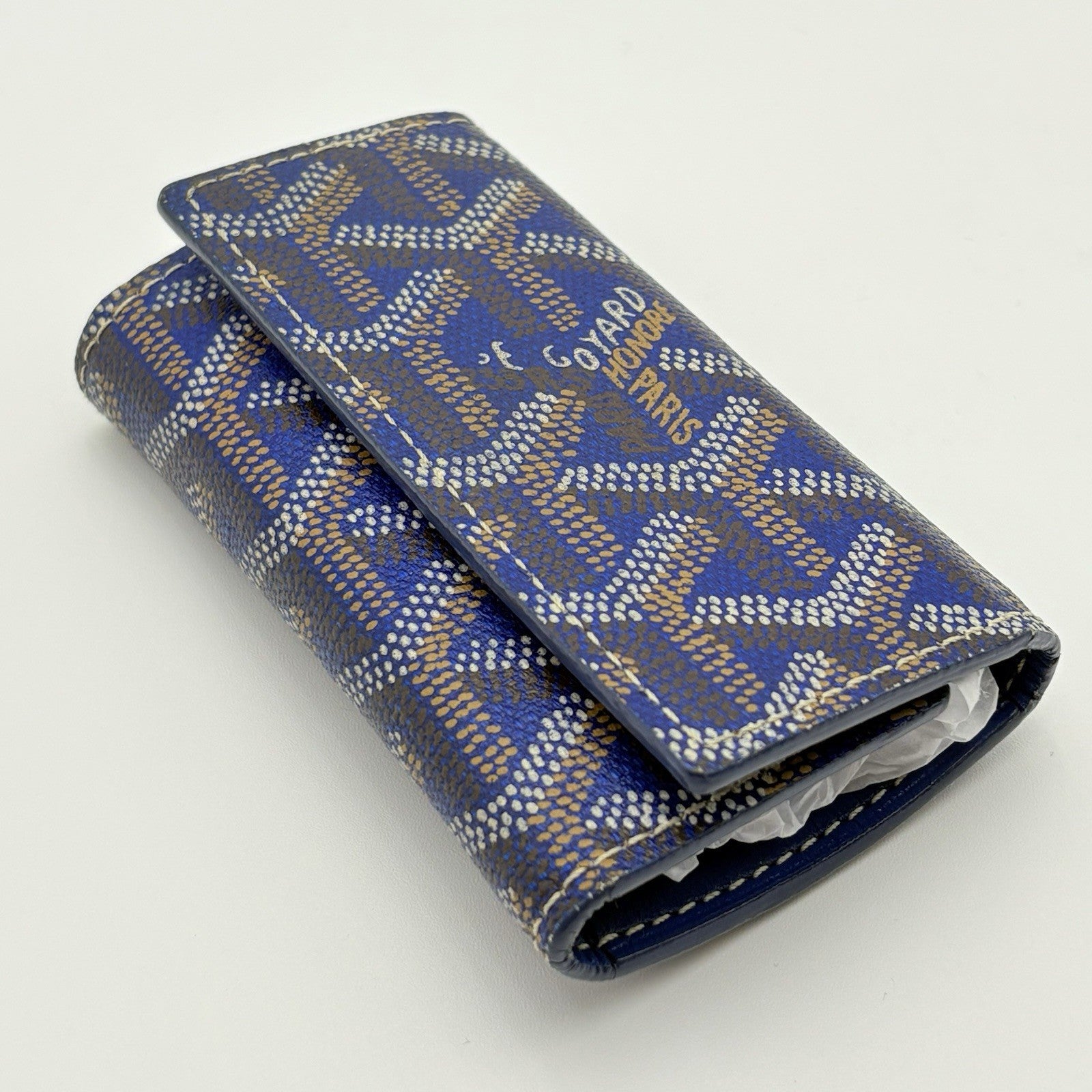 Goyard Saint Michel Navy Blue Coated Canvas Key Holder Wallet | 100% AUTHENTIC!