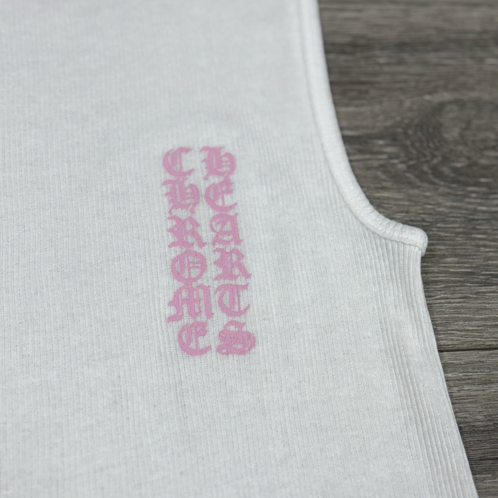 Size Large - Chrome Hearts T Bar Tank Top ' White Pink ' BRAND NEW!