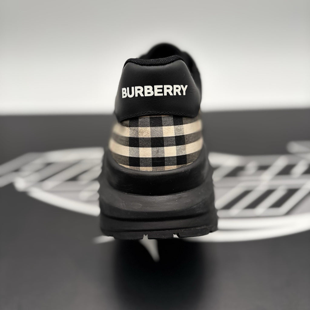 Size 46 (13 US) Burberry Check Suede Leather Vintage ' Black ' | GOOD CONDITION!