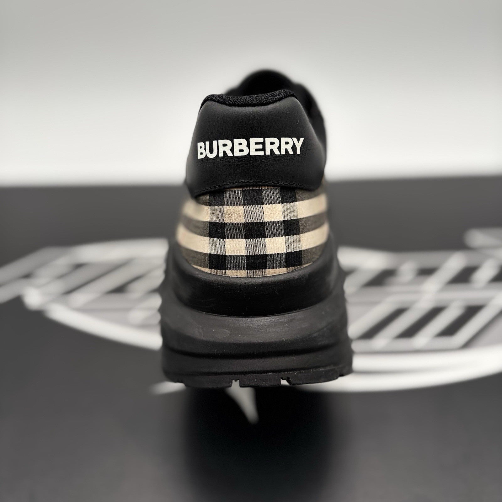 Size 46 (13 US) Burberry Check Suede Leather Vintage ' Black ' | GOOD CONDITION!