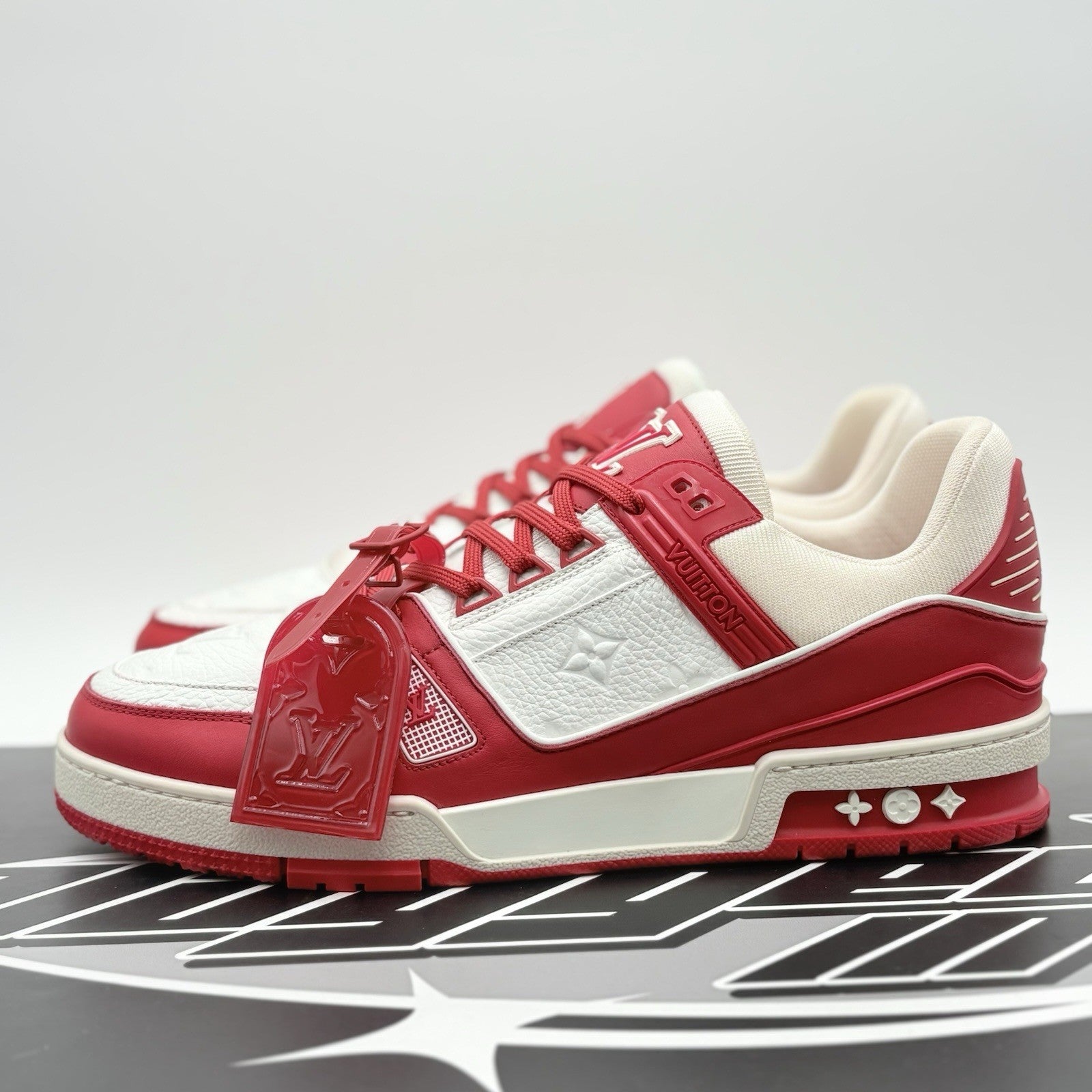 Size 9 LV (10-10.5 US) Louis Vuitton Trainer  ' Red White ' | EXCELLENT COND!
