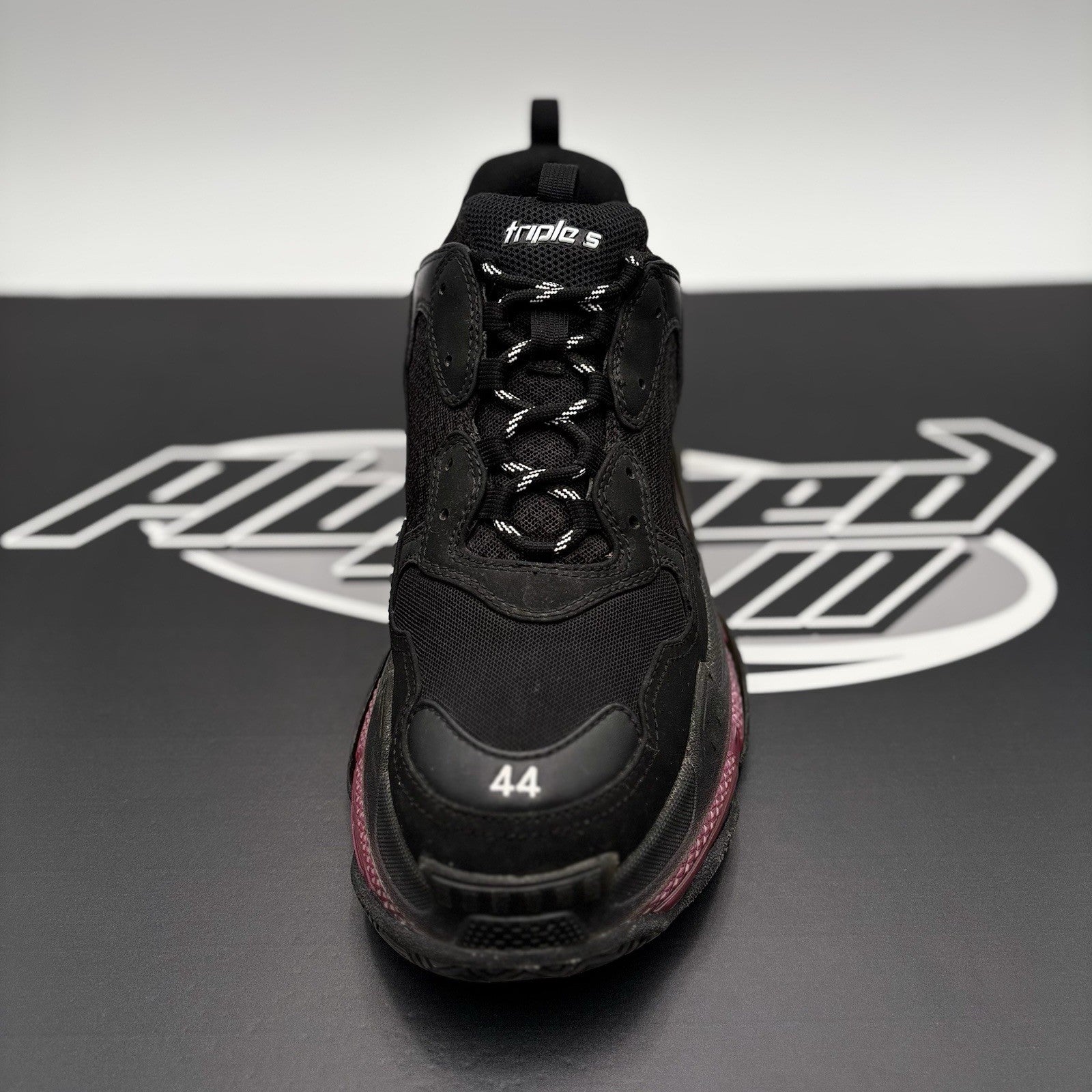 Size 44 - Balenciaga Triple S Clear Sole ' Black Neon Pink ' | GOOD CONDITION!