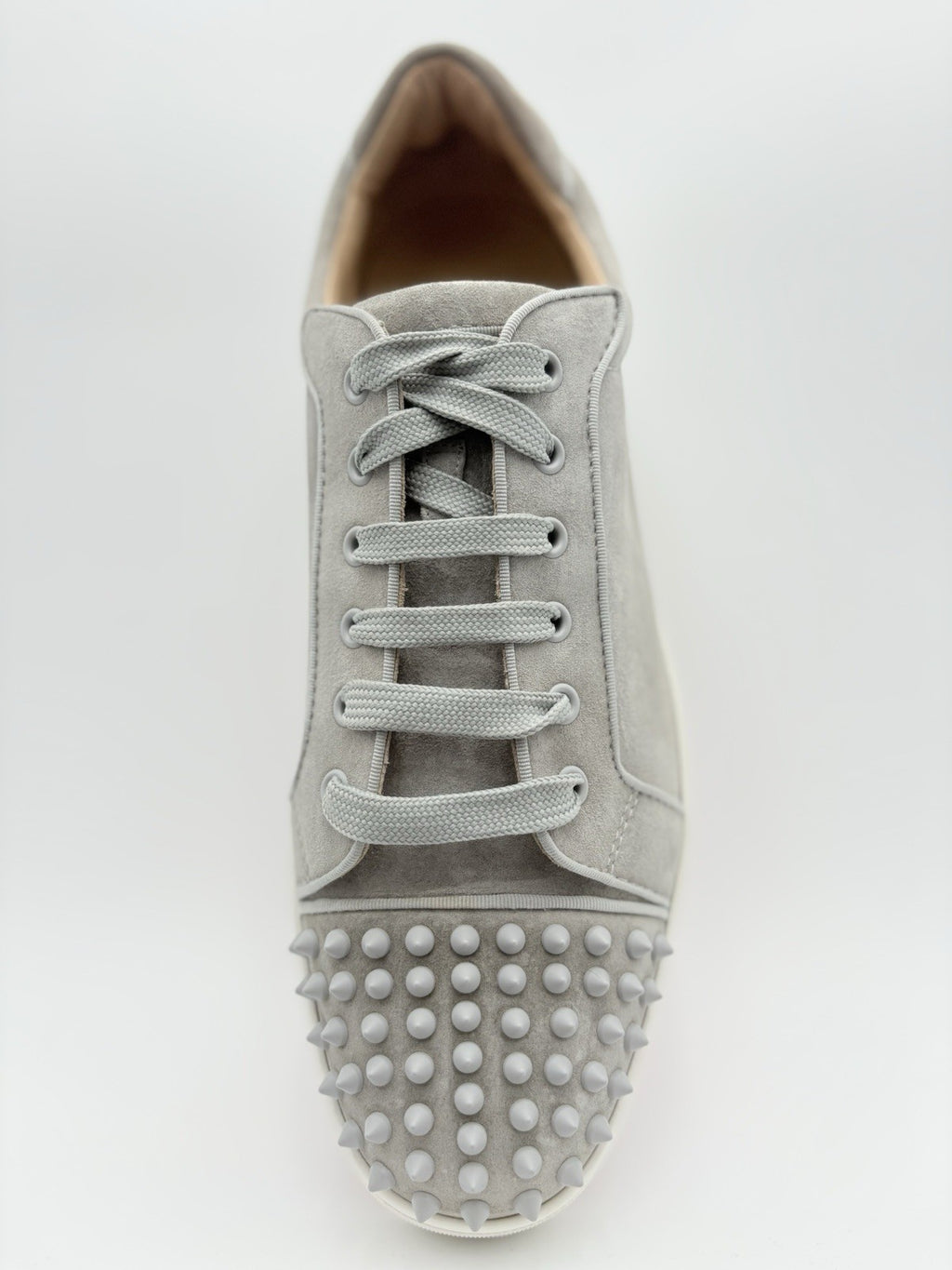 Size 45 (12 US) Christian Louboutin Suede Louis Spikes ' Grey ' | SUPER CLEAN!