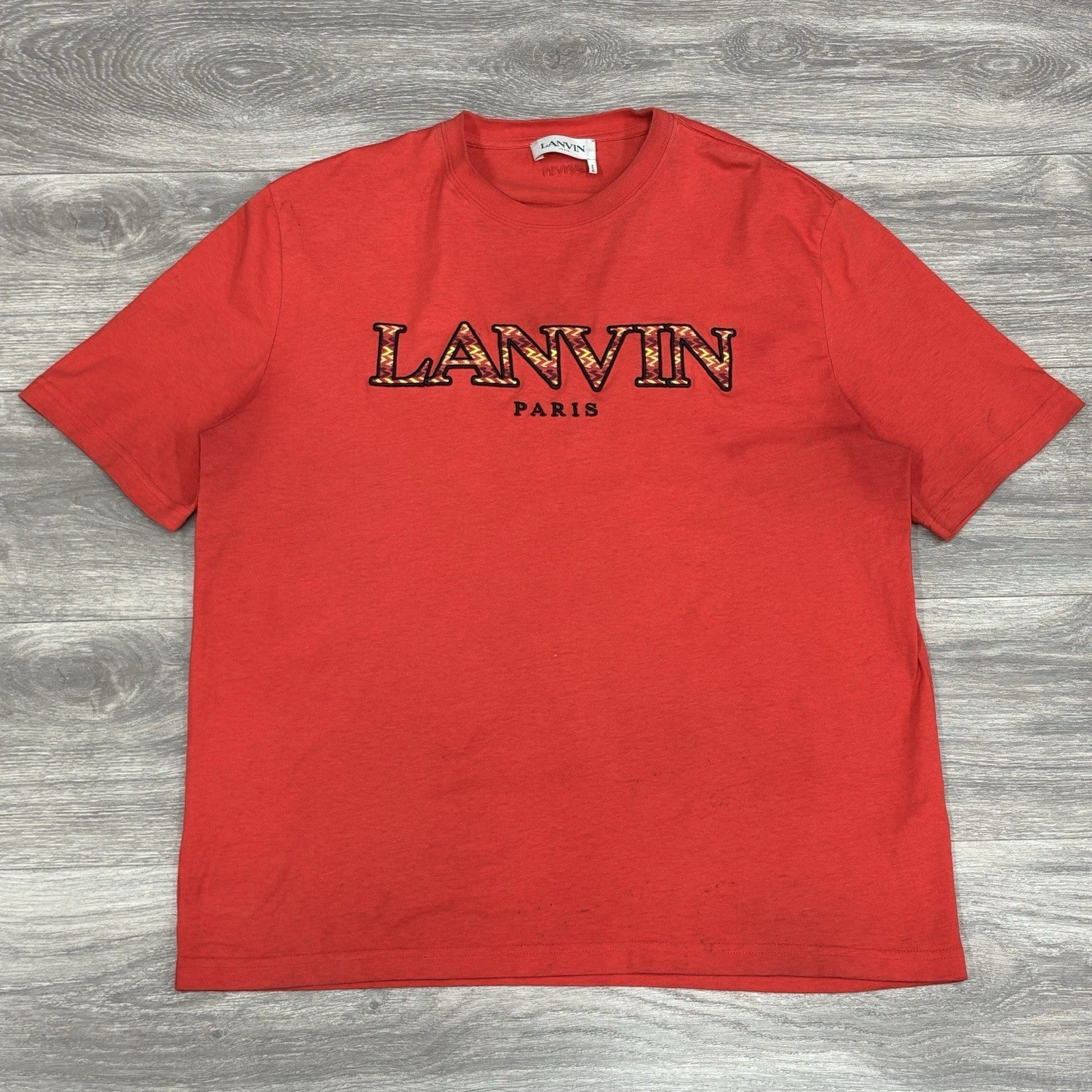 Size XL - Lanvin Embroidered Logo T-Shirt ' Red ' | GOOD CONDITION!