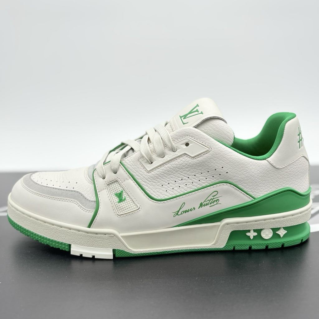 Size 9 LV (10-10.5 US) - Louis Vuitton Trainer ' White Green ' | ONLY WORN 1-3x