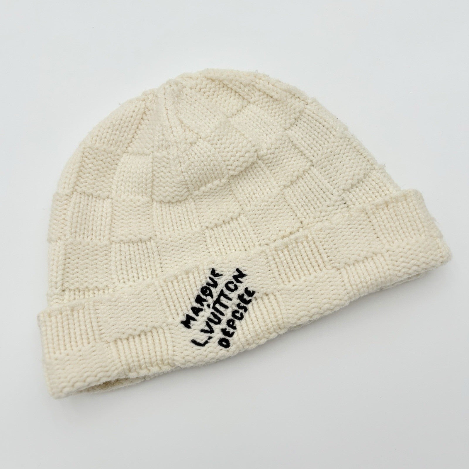 Louis Vuitton Damier Snug Beanie ' Crème' | SUPER CLEAN!