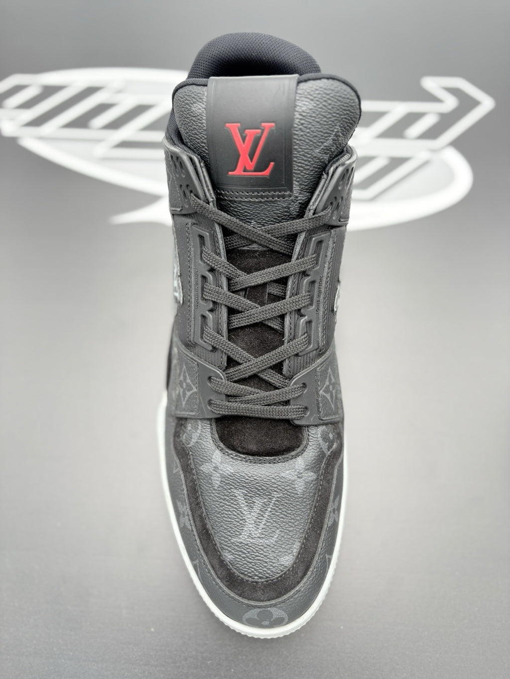 Size 9.5 LV (10.5-11 US) Louis Vuitton Trainer Eclipse ' Black Grey ' | CLEAN!