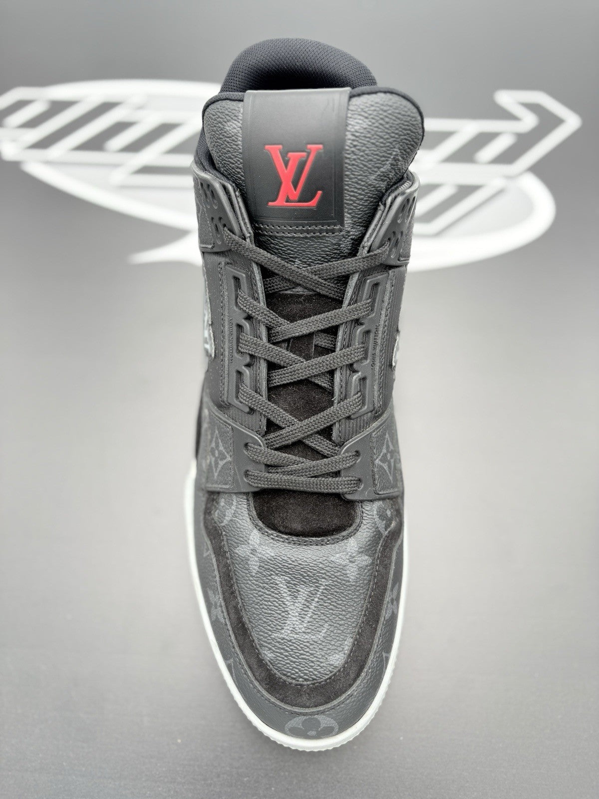 Size 9.5 LV (10.5-11 US) Louis Vuitton Trainer Eclipse ' Black Grey ' | CLEAN!