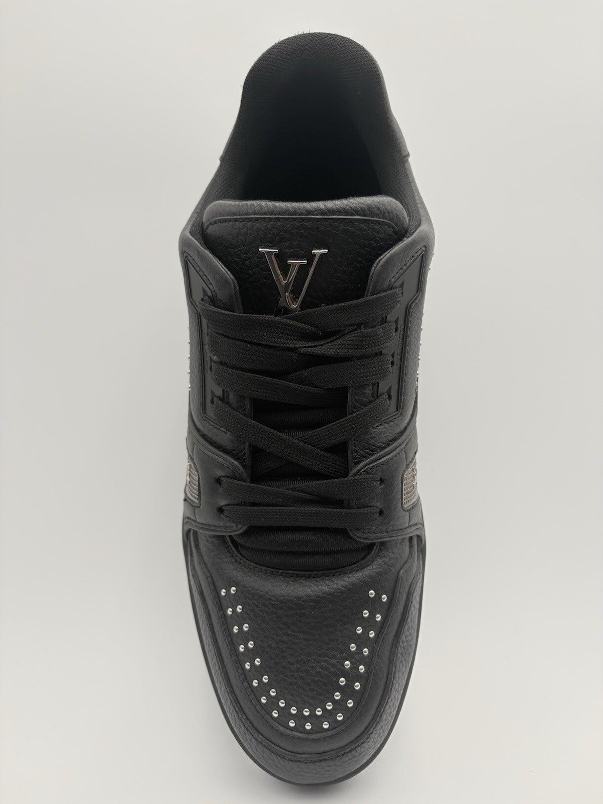 Size 8 LV (9-9.5 US) Louis Vuitton Studded Trainer ' Black ' | SUPER CLEAN!