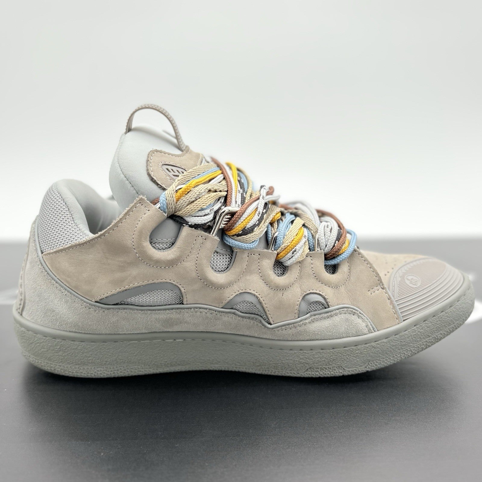 Size 45 (12 US) Lanvin Curb Sneaker ' Grey Colorful Laces ' | GREAT CONDITION!