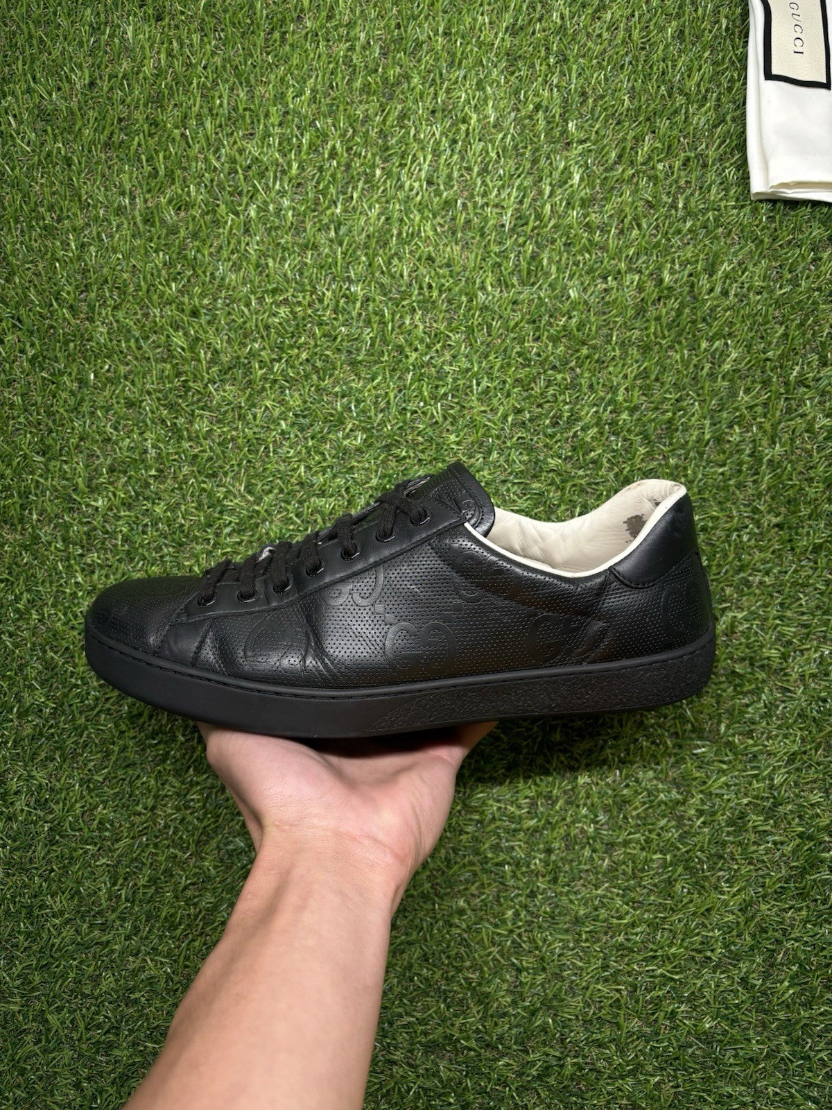 Size 9.5 G (10 US) - Gucci Ace GG ' Black ' | GOOD CONDITION!