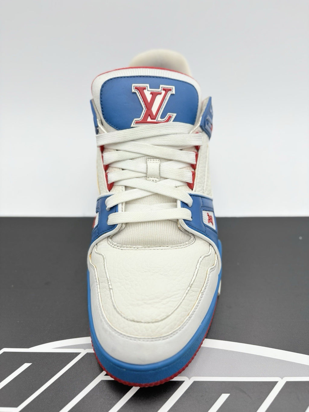 Size 9.5 LV (10.5-11 US ) Louis Vuitton Trainer ' White Red Blue ' | GOOD COND