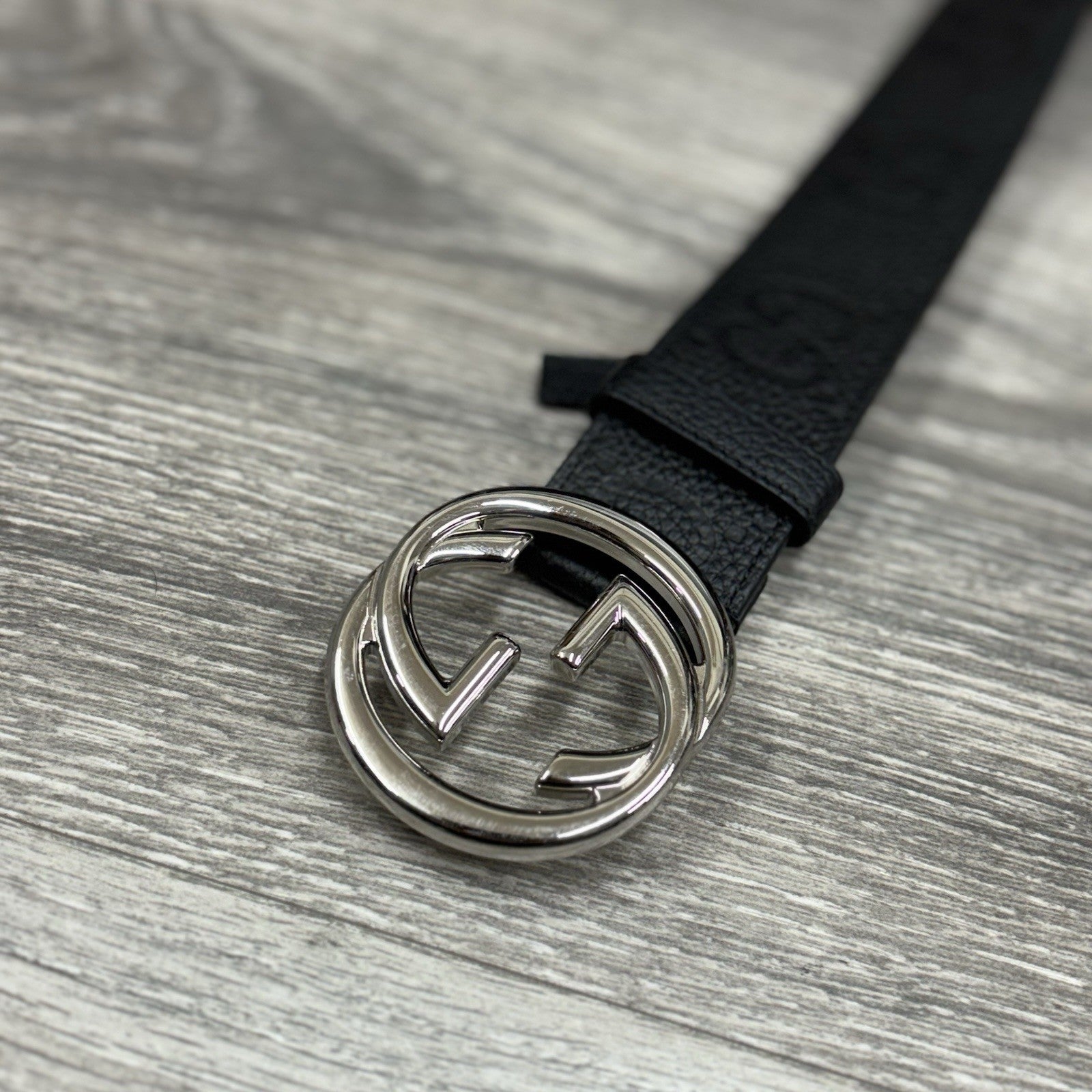 Gucci Belt GG Leather Interlocking Buckle ' Black ' | SUPER CLEAN!