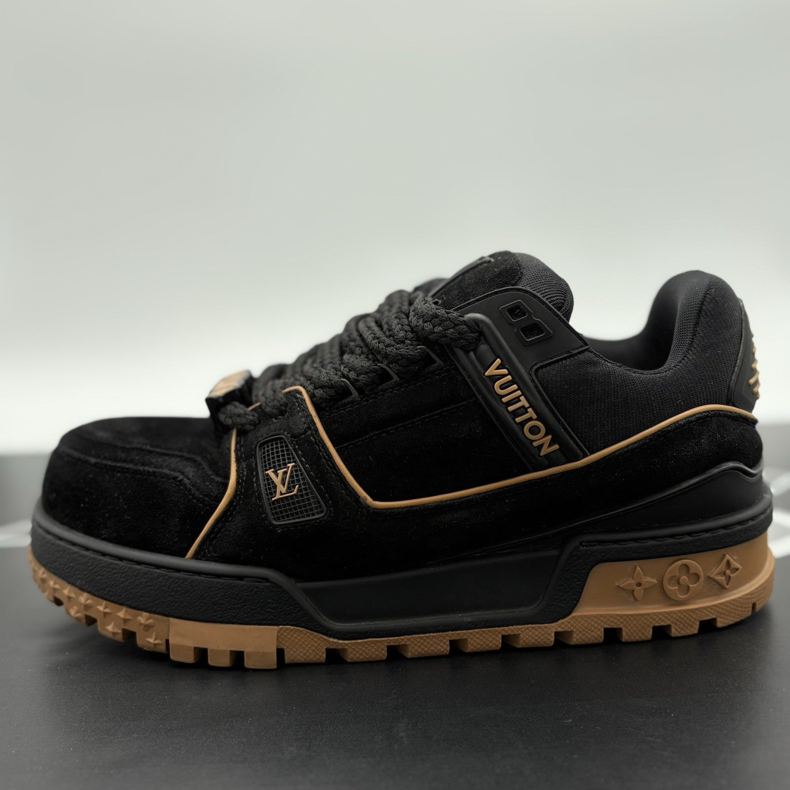 Size 8.5 LV (9.5-10 US) Louis Vuitton Suede Maxi ' Black Brown ' | GOOD COND!