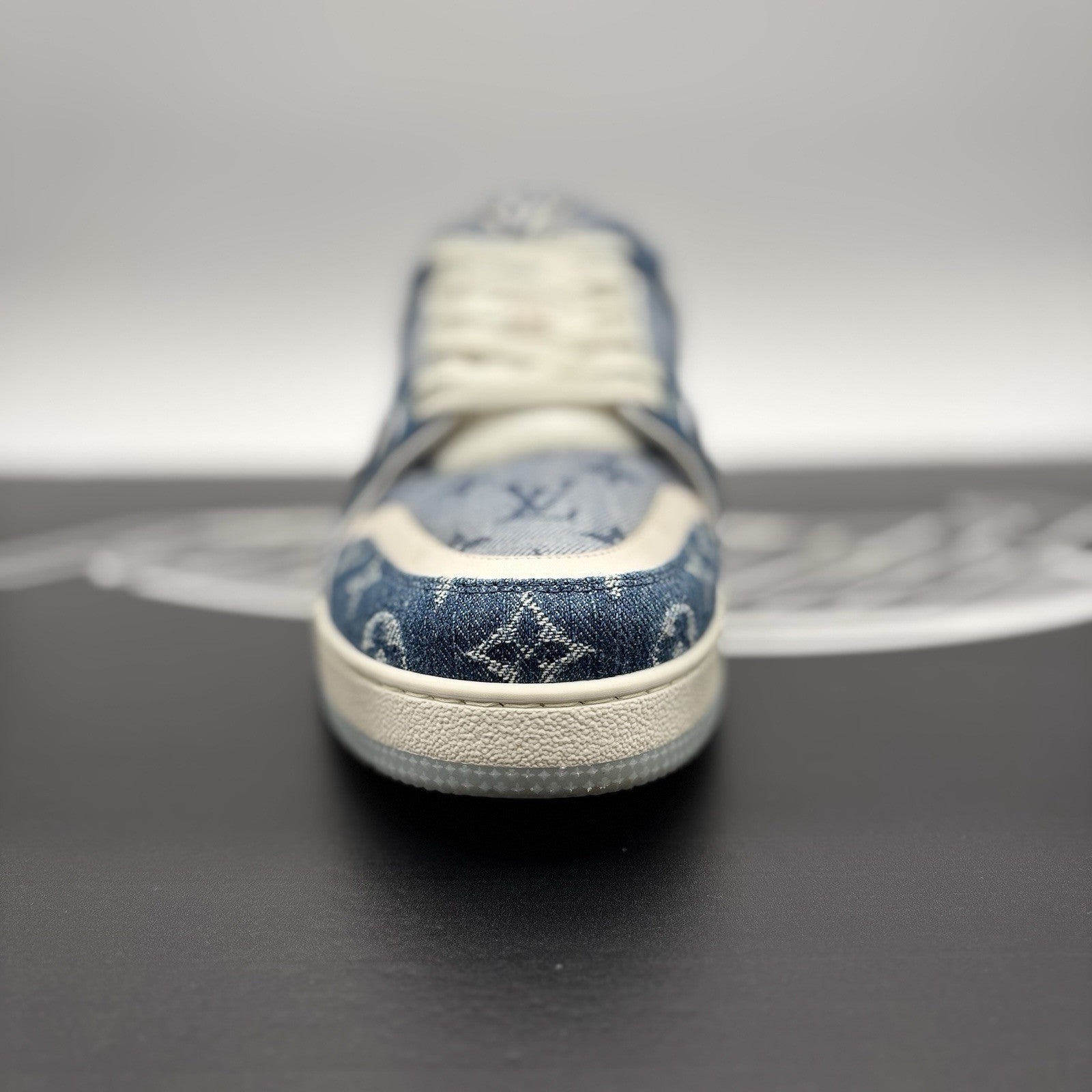 Size 11 LV (12-12.5 US) - Louis Vuitton Trainer Denim ' Navy ' | EXCELLENT!