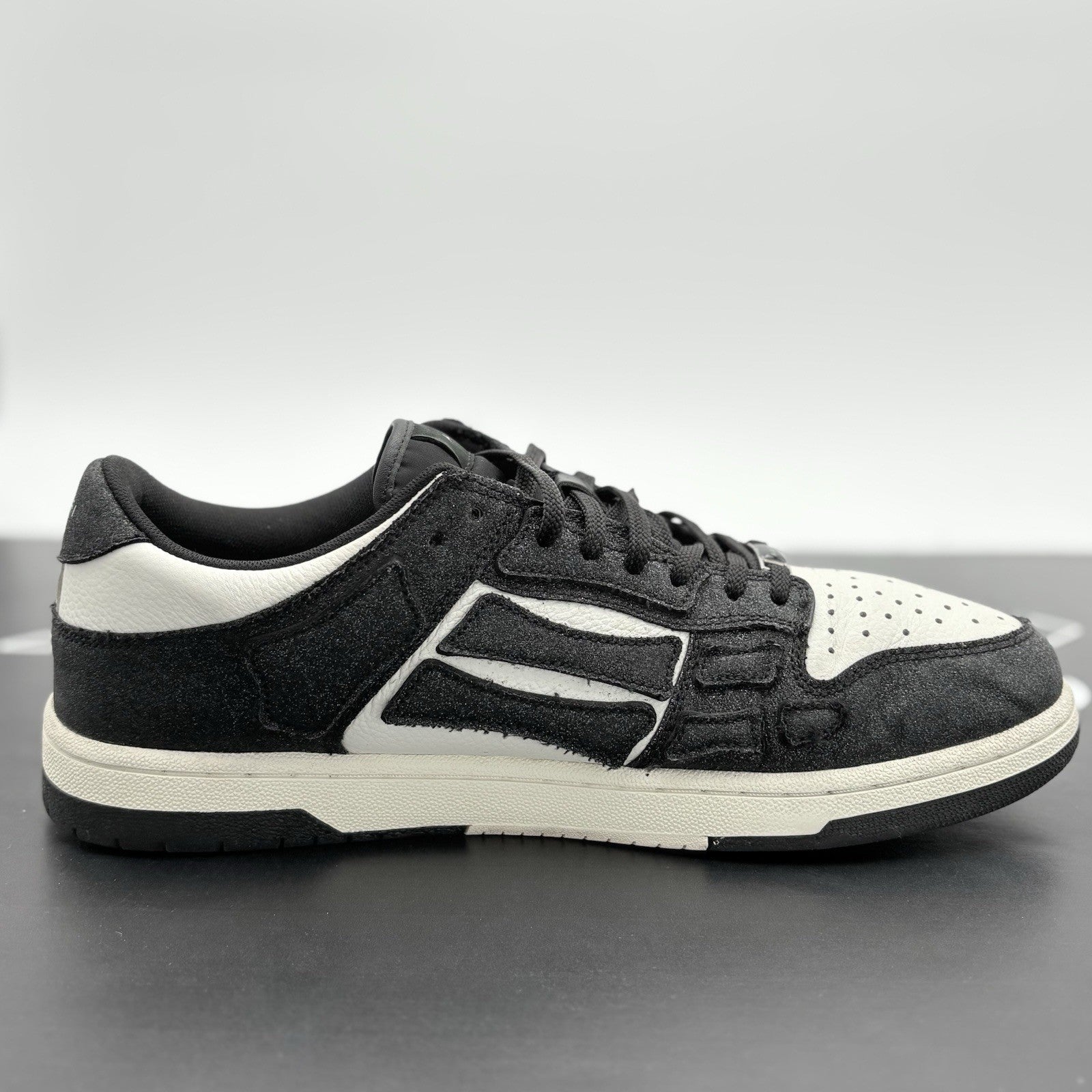 Size 46 (13 US) Amiri Skel Low Top Shimmer Sneaker ' Black '