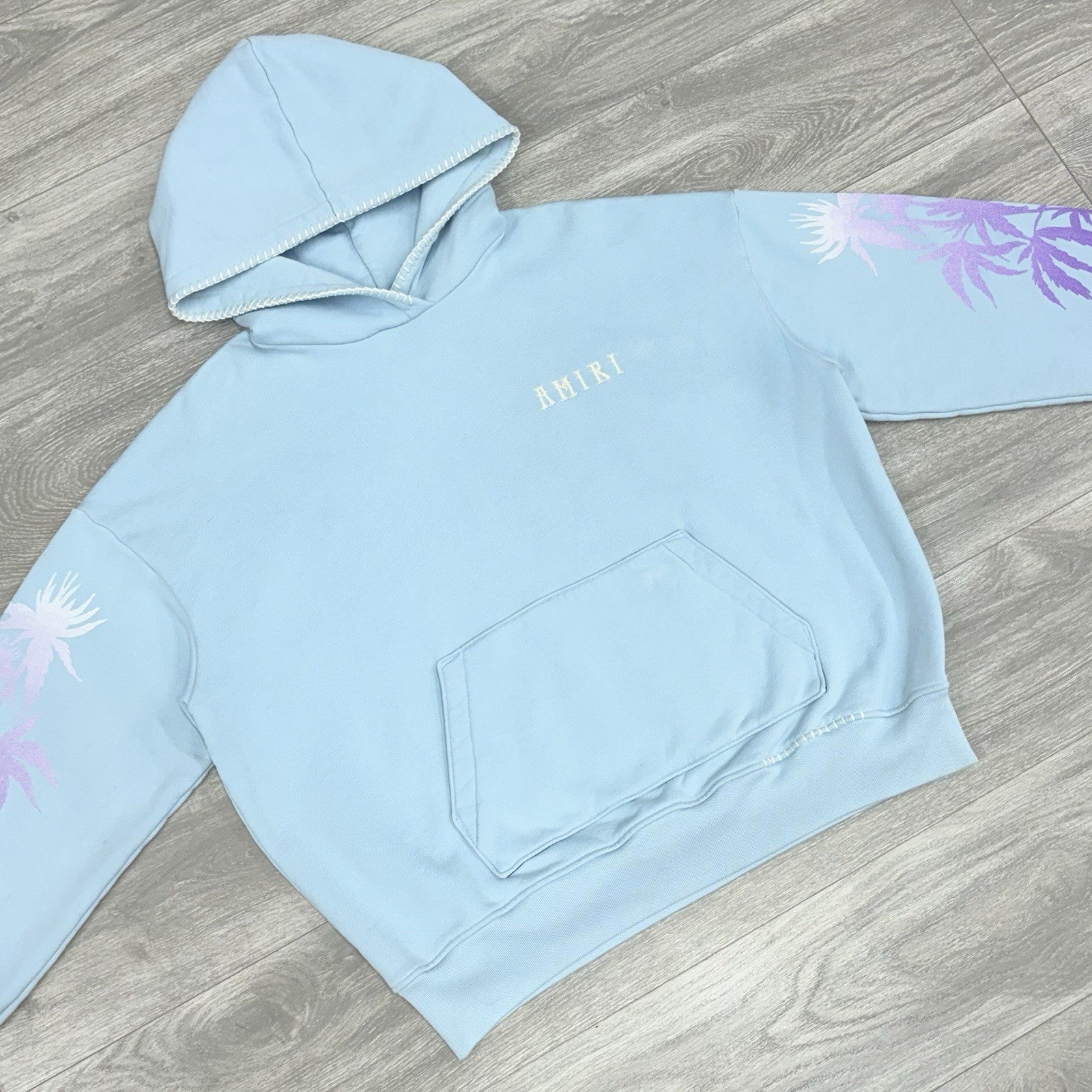 Size M - Amiri Eternal Happiness Embroidered Hoodie ' Blue ' | GREAT CONDITION!