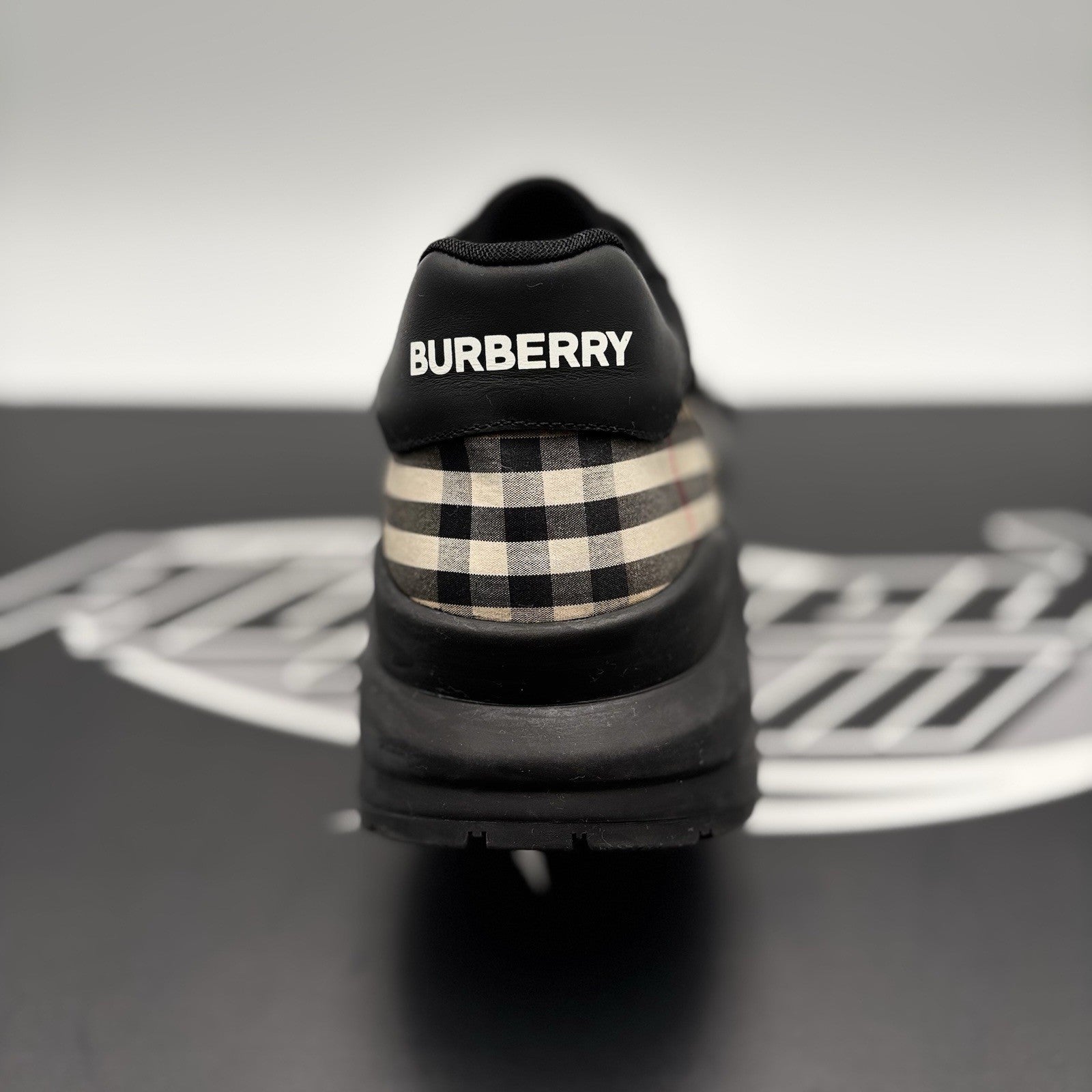 Size 46 (13 US) Burberry Check Suede Leather Vintage ' Black ' | GOOD CONDITION!