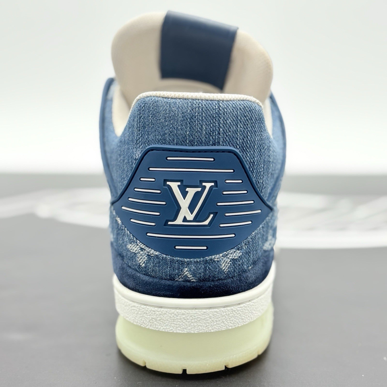 Size 8.5 LV (9.5-10 US) Louis Vuitton Denim Mid Trainer ' Blue ' | SUPER CLEAN!