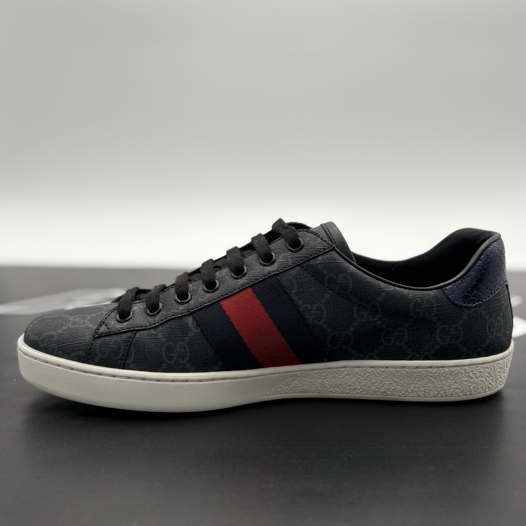 Size 8.5 G (9 US) Gucci Ace GG Supreme ' Black Grey ' | GREAT CONDITION!