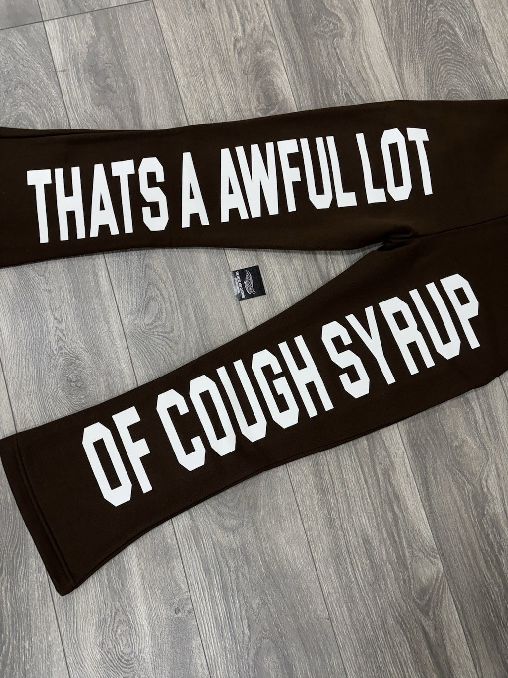 Size XL - Awful Lot Of Cough Syrup Sweats Relax Fit Flare ‘ Brown ‘ | NEW!