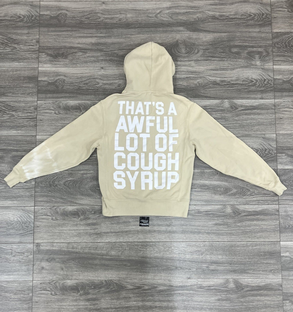 Size XS - Thats A Awful Lot Of Cough Syrup Hoodie ' Beige, White ' | NEW!