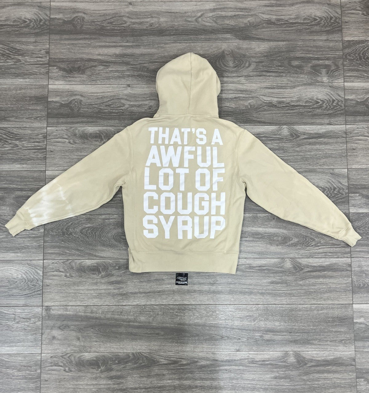 Size XS - Thats A Awful Lot Of Cough Syrup Hoodie ' Beige, White ' | NEW!
