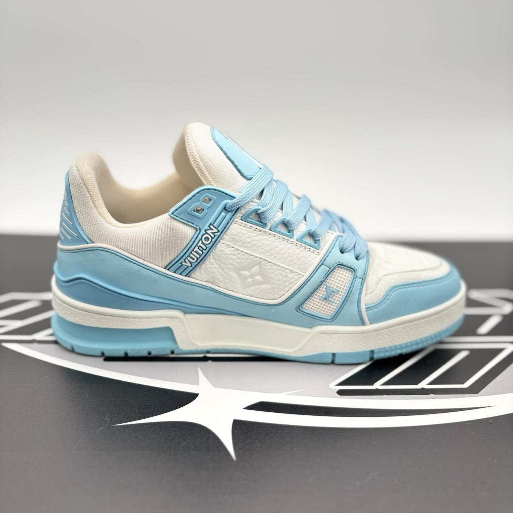 Size 4 LV (5-5.5 US) - Louis Vuitton Trainer ' Sky Blue, White ' | GREAT COND!
