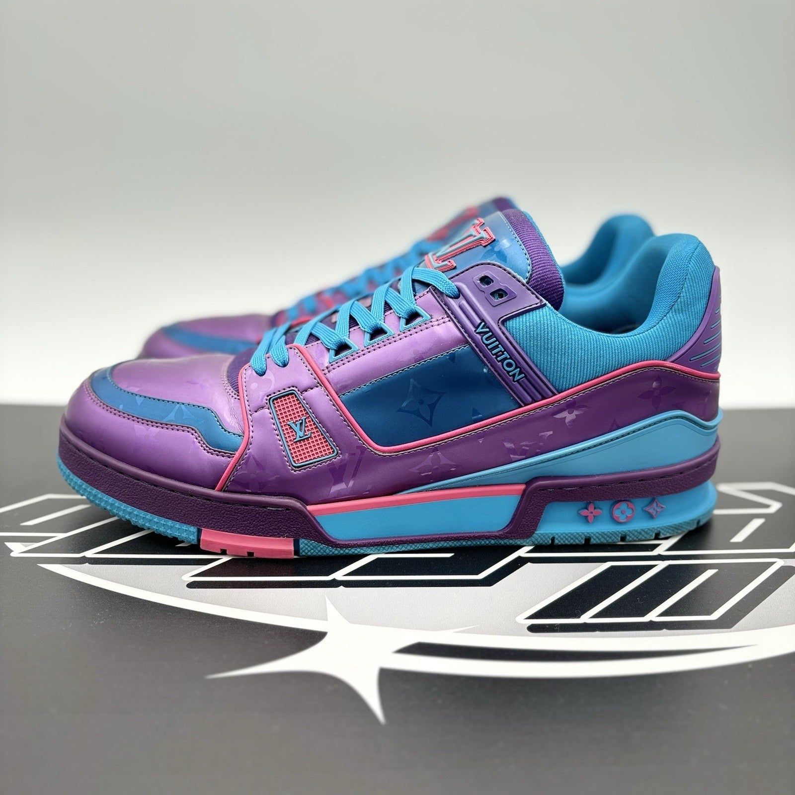 Size 11 LV (12-12.5 US) Louis Vuitton Trainer 'Purple Teal Metallic' GREAT COND!