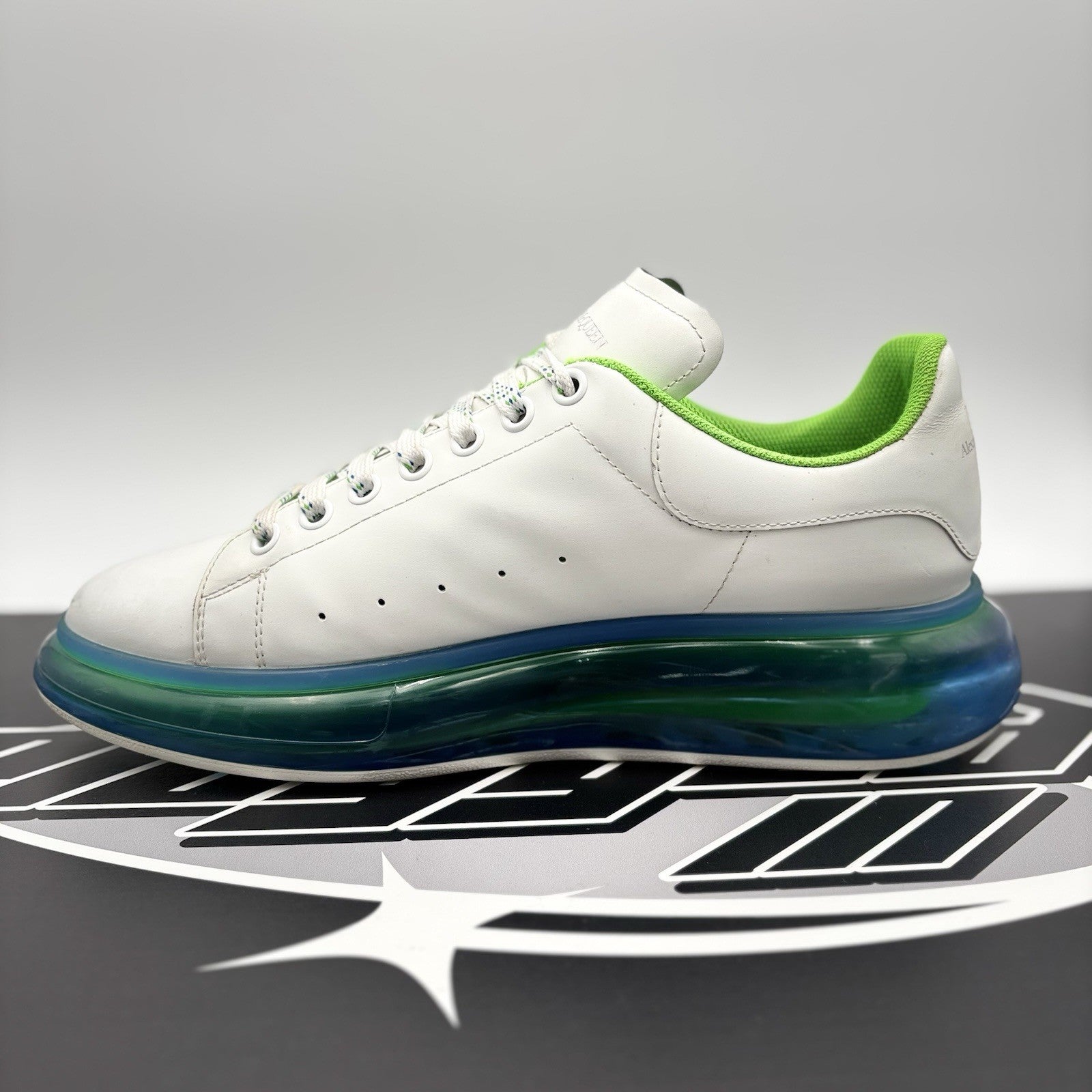 Size 45 (12 US) Alexander McQueen ' Transparent Sole White, Lime '