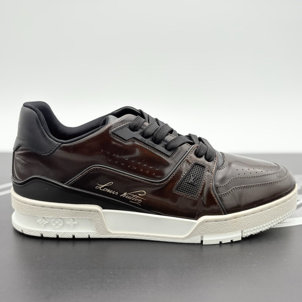 Size 7.5 LV (8.5-9 US) Louis Vuitton Trainer ' Brown Patent ' | SUPER CLEAN!