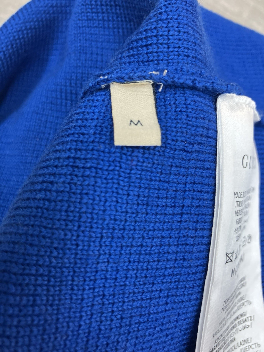 Size Medium - Gucci Knit Wool Sweater With Square GG ' Blue White ' | EXCELLENT!