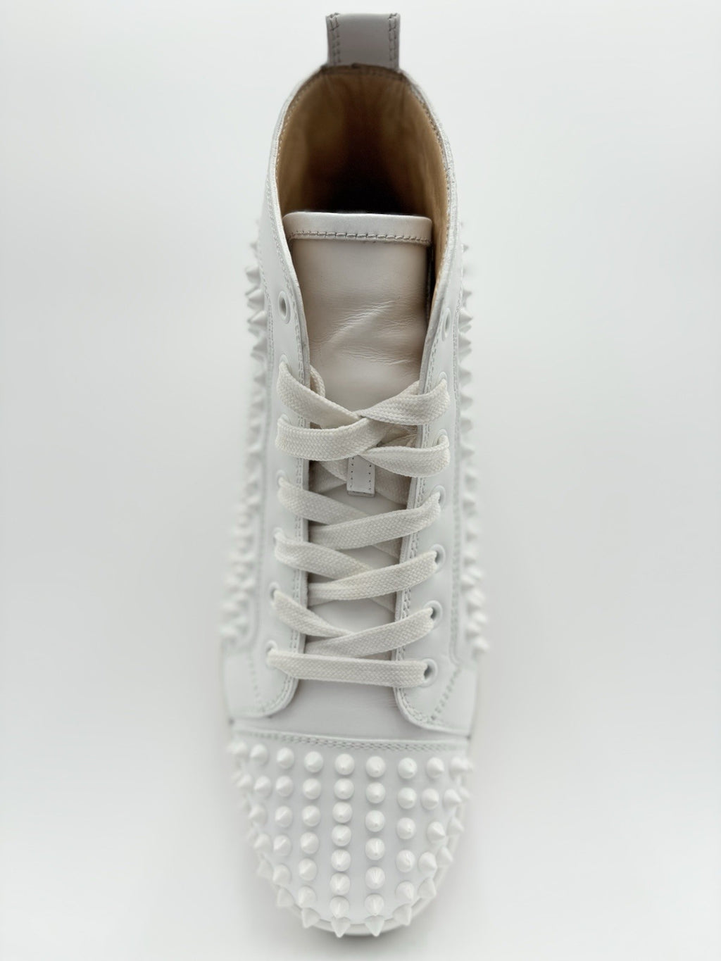 Size 40.5 (7.5 US) Christian Louboutin Spikes High ' White ' | SUPER CLEAN!