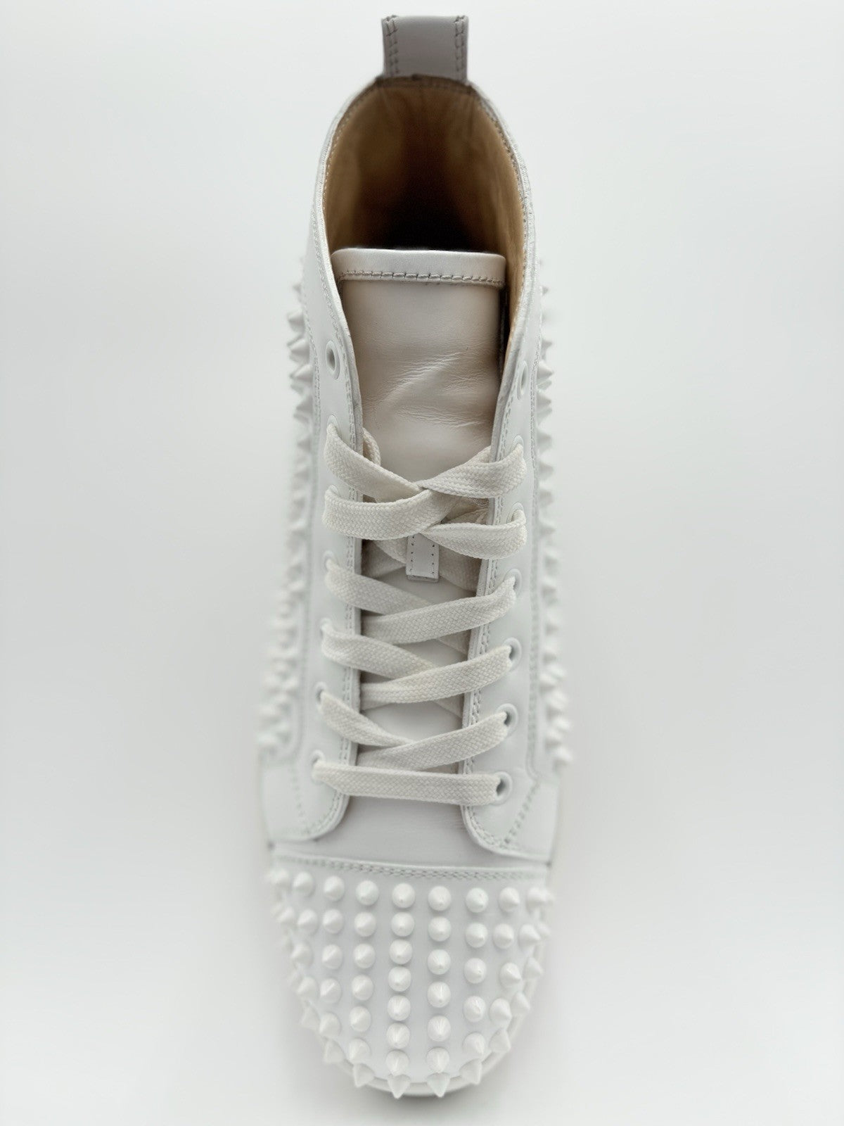 Size 40.5 (7.5 US) Christian Louboutin Spikes High ' White ' | SUPER CLEAN!