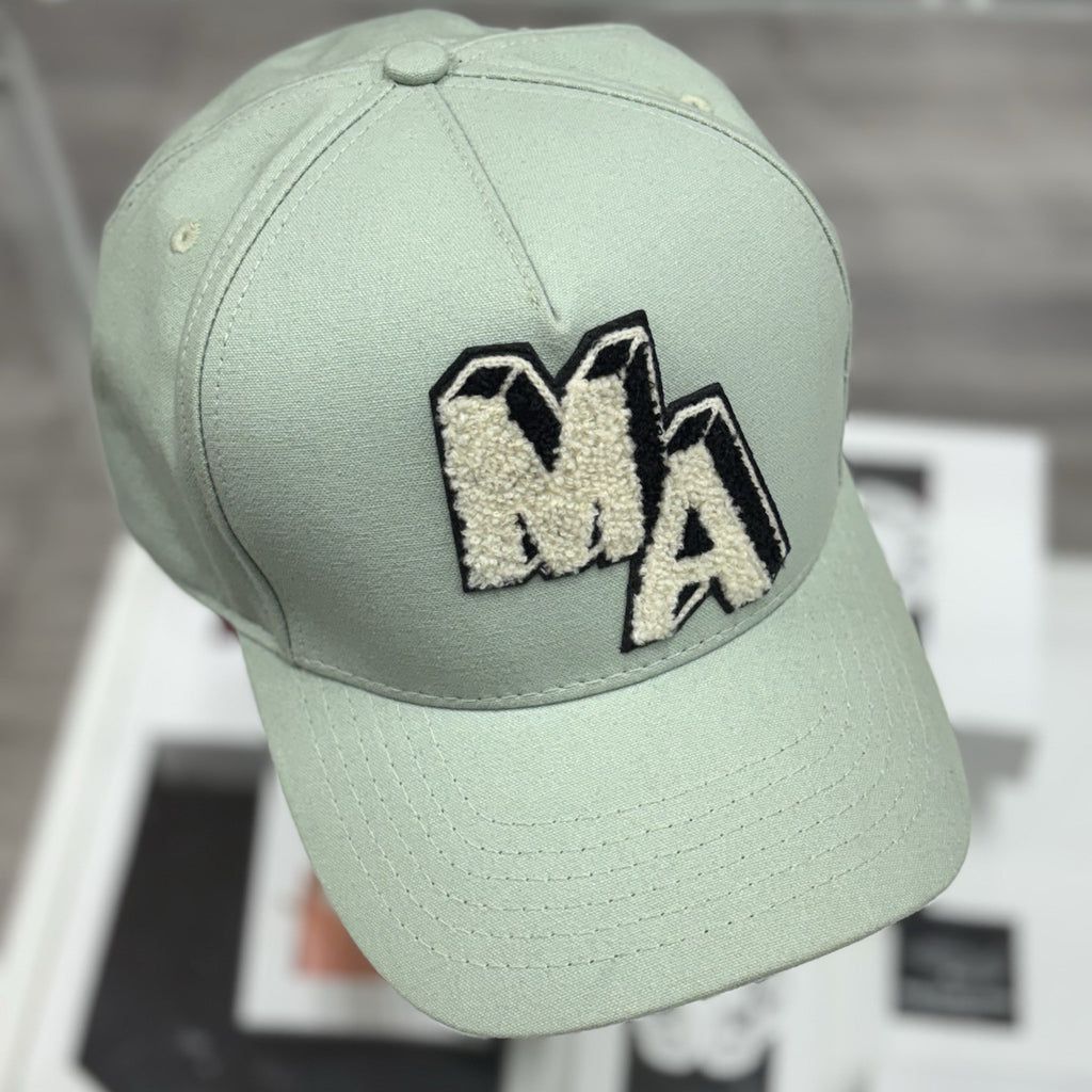 Amiri Chenille MA Patch Canvas Hat ' Frosty Green ' | SUPER CLEAN!