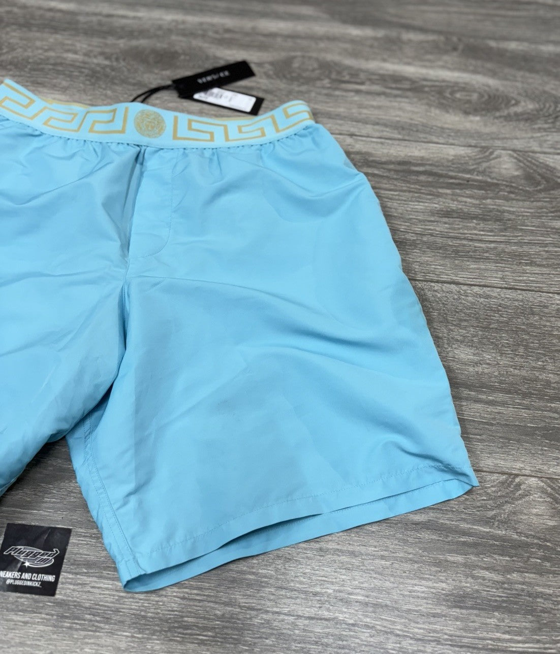 Size 5 - Versace Greca Border Swim Shorts' Blue ' | NEW!