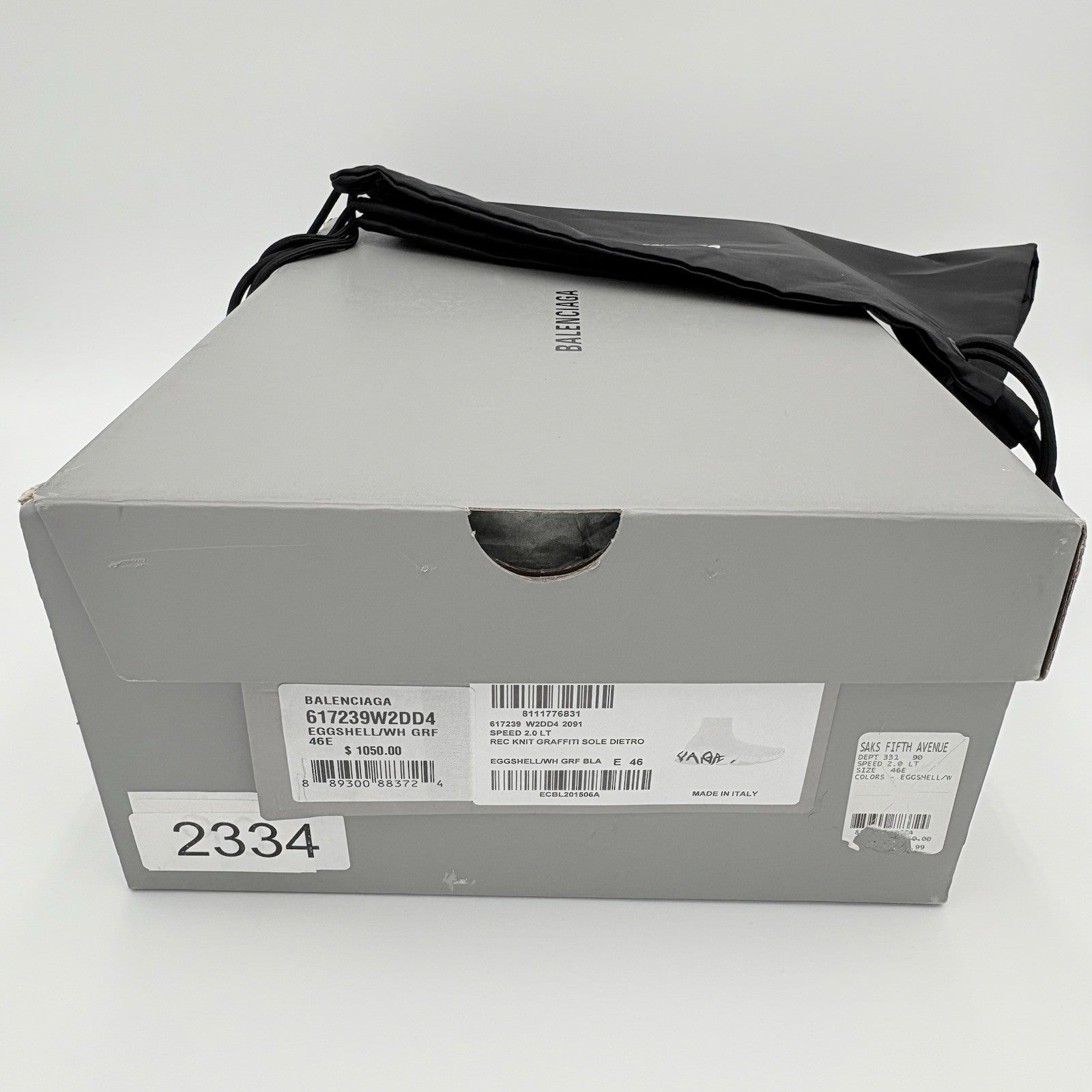 Size 46 (13 US) - Balenciaga Speed 2.0 Graffiti Recycled Knit ' White ' | NEW!