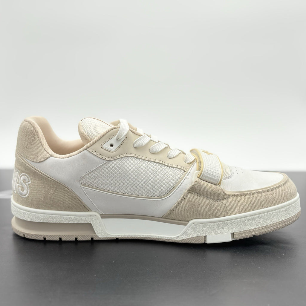 Size 12 LV (13-13.5 US) Louis Vuitton Trainer Strap ' Beige ' | GREAT CONDITION!